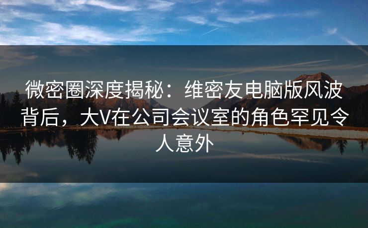 微密圈深度揭秘：维密友电脑版风波背后，大V在公司会议室的角色罕见令人意外