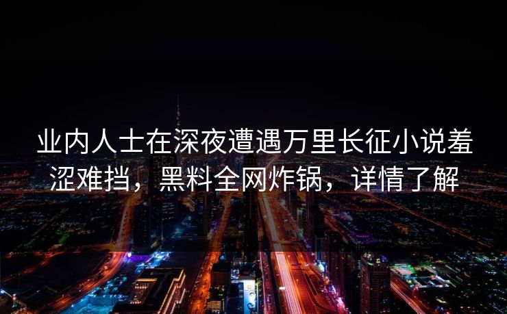 业内人士在深夜遭遇万里长征小说羞涩难挡，黑料全网炸锅，详情了解
