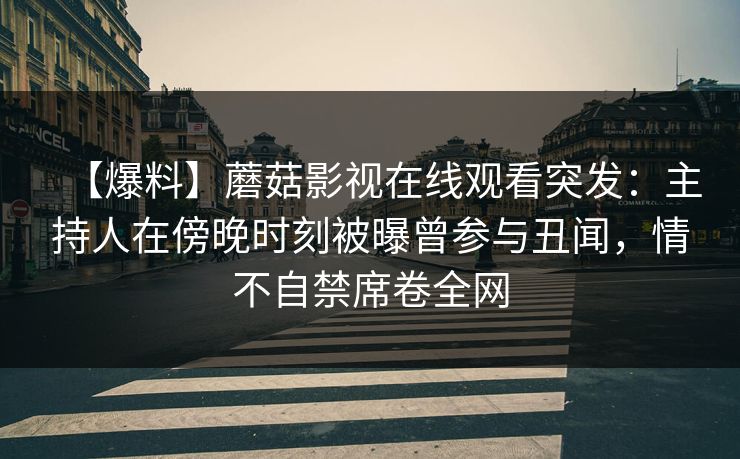 【爆料】蘑菇影视在线观看突发：主持人在傍晚时刻被曝曾参与丑闻，情不自禁席卷全网