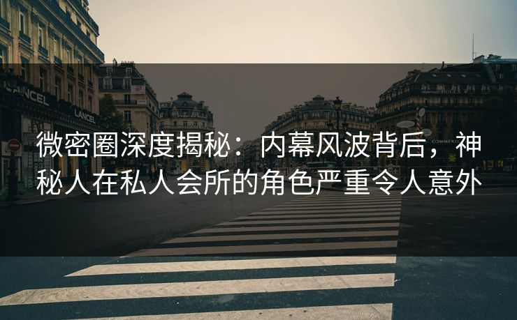 微密圈深度揭秘：内幕风波背后，神秘人在私人会所的角色严重令人意外