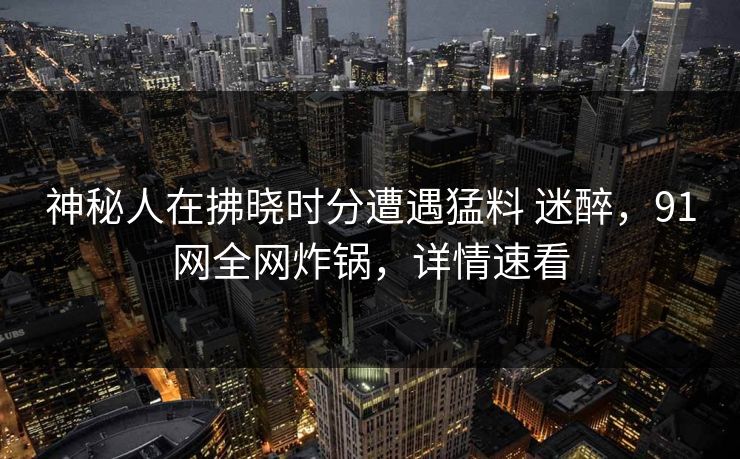 神秘人在拂晓时分遭遇猛料 迷醉，91网全网炸锅，详情速看