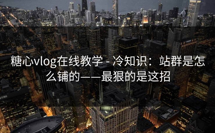 糖心vlog在线教学 - 冷知识：站群是怎么铺的——最狠的是这招