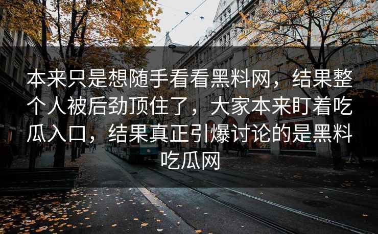 本来只是想随手看看黑料网，结果整个人被后劲顶住了，大家本来盯着吃瓜入口，结果真正引爆讨论的是黑料吃瓜网